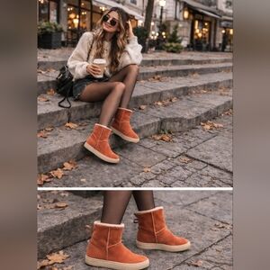 Satorisan Meraki Orange Suede Low Ankle Boots Hand Made In Vietnam.